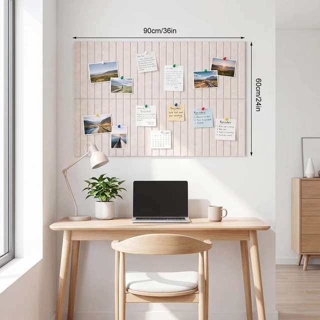 Alt view image 2 of 7 - Large Cork Board 36" x 24", 6-Pack Felt Bulletin Board, Pin Boards | Includes Pushpins & 40 Removable Adhesive Tabs, High-Density, Notice Boards for Walls Office School Home Decor - Oatmeal