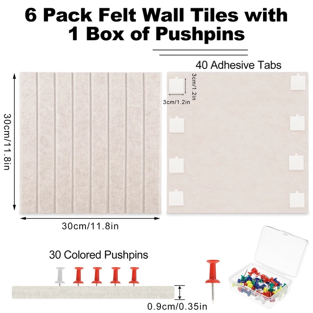 Alt view image 3 of 7 - Large Cork Board 36" x 24", 6-Pack Felt Bulletin Board, Pin Boards | Includes Pushpins & 40 Removable Adhesive Tabs, High-Density, Notice Boards for Walls Office School Home Decor - Oatmeal