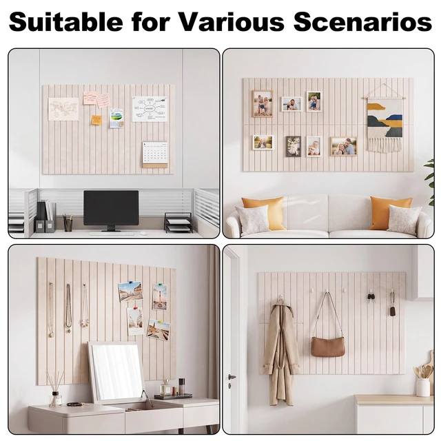 Alt view image 7 of 7 - Large Cork Board 36" x 24", 6-Pack Felt Bulletin Board, Pin Boards | Includes Pushpins & 40 Removable Adhesive Tabs, High-Density, Notice Boards for Walls Office School Home Decor - Oatmeal