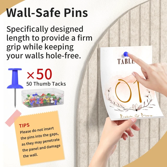 Alt view image 3 of 7 - Large Arched Felt Bulletin Board, 48"x24", Oatmeal | Cork Board Alternative, 3 Foldable Adhesive Tiles, 50 Push Pins, Office Wall Decor, Pin Boards for Pictures & Photos Display