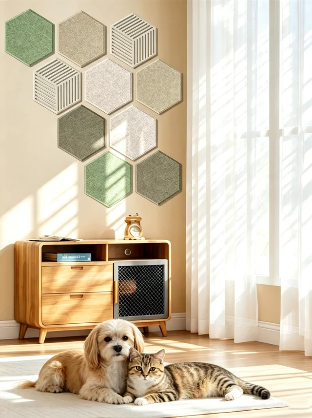 Alt view image 4 of 7 - 10PCS Hexagon Felt Bulletin Cork Tiles, Bulletin Board for Walls Decor | Felt Wall Decro Alternative with 50 Pushpins, Hexagon Pin Board for Office, School and Home Photos Display (Linen Dusk)