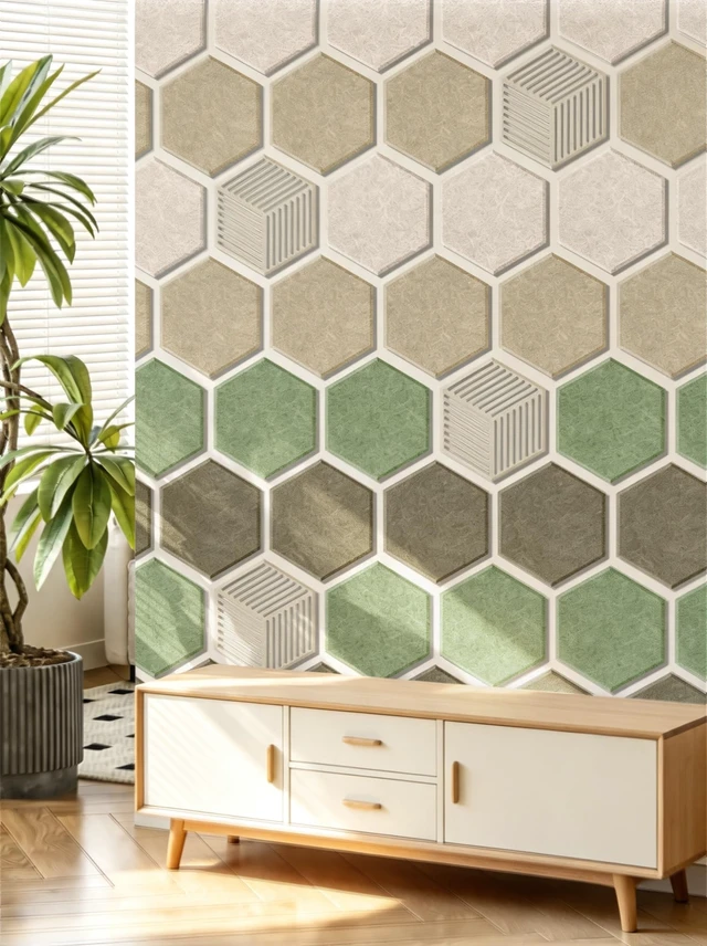 Alt view image 3 of 7 - 10PCS Hexagon Felt Bulletin Cork Tiles, Bulletin Board for Walls Decor | Felt Wall Decro Alternative with 50 Pushpins, Hexagon Pin Board for Office, School and Home Photos Display (Linen Dusk)