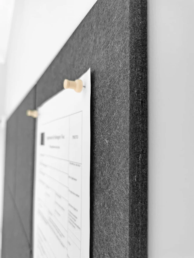 Alt view image 3 of 3 - Cork Board 24 x36 Alternative - 6 Pack Felt Wall Tiles with Safe Removable Adhesive Tabs, Cork Boards for Walls Cork Board for Home Office Pin Board Tack Board - Gray Black