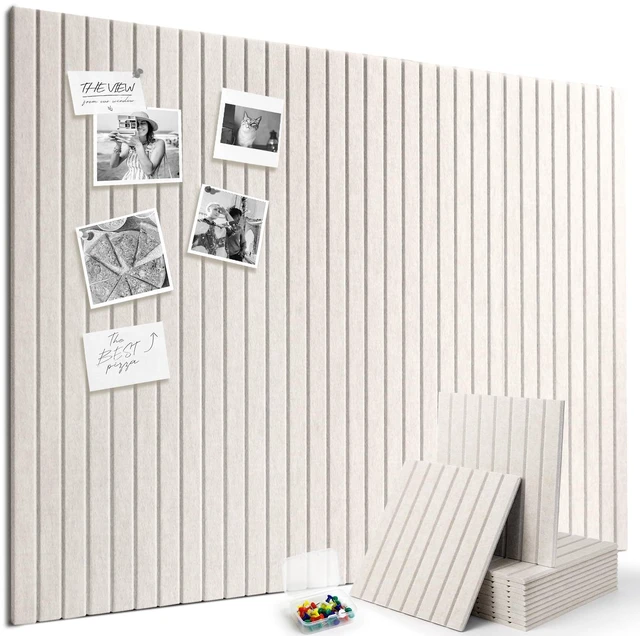 Main image of Large Felt Bulletin Board 48" x 36", 12 Pack Cork Boards for Walls with 30 Pushpins, 80 Adhesive Tabs, Cork Board Alternative for Home Office Classroom Decor (Oatmeal)