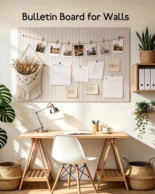 Alt view image 3 of 7 - Large Felt Bulletin Board 48" x 36", 12 Pack Cork Boards for Walls with 30 Pushpins, 80 Adhesive Tabs, Cork Board Alternative for Home Office Classroom Decor (Oatmeal)