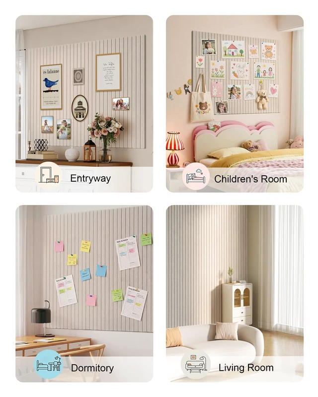 Alt view image 7 of 7 - Large Felt Bulletin Board 48" x 36", 12 Pack Cork Boards for Walls with 30 Pushpins, 80 Adhesive Tabs, Cork Board Alternative for Home Office Classroom Decor (Oatmeal)