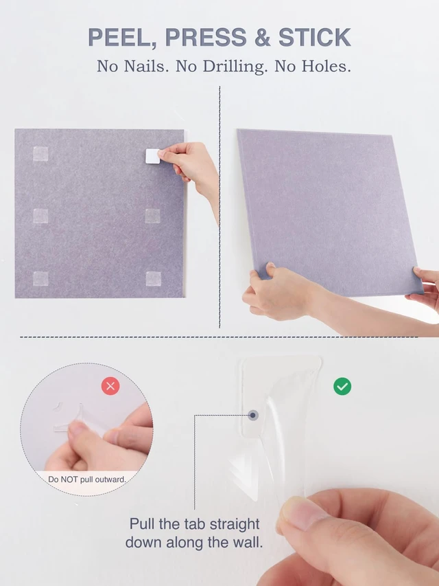 Alt view image 7 of 7 - Felt Bulletin Board Tiles, 6 Pack Decorative Pin Board for Wall | 11.8 x 11.8 Inches Cork Board Alternative, Easy Setup with 30 Push Pins & 36 Adhesive Tabs, Modern Stylish Memo Photo Board