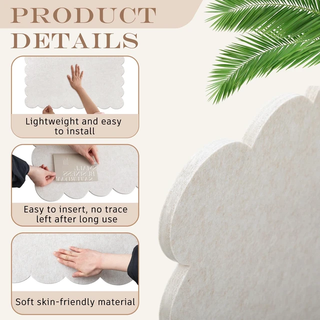 Alt view image 3 of 6 - Scalloped Felt Bulletin Cork Board Foldable Beige 36 * 24 Inch | 3' x 2' Trifold, Self Adhesive, Picture Vision Board, Cork Alternative for Wall, Pin Bulletin Decorative for Office Bedroom