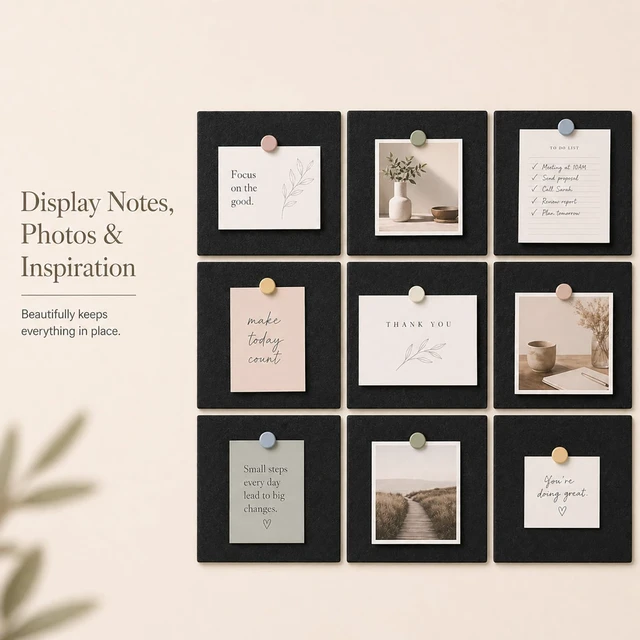 Alt view image 5 of 7 - Felt Bulletin Board Tiles, Cork Board Alternative, 48 x 36 in | 0.35 in modular felt wall tiles for notes, photos, schedules, reminders in offices, classrooms, home & office workspace