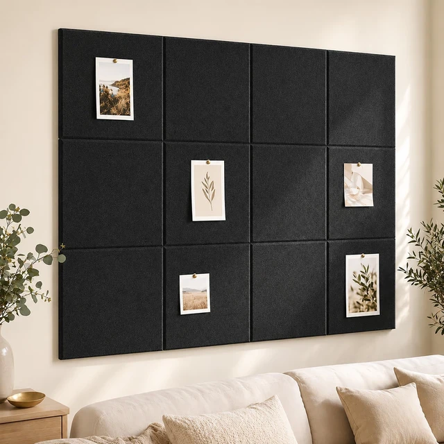 Alt view image 7 of 7 - Felt Bulletin Board Tiles, Cork Board Alternative, 48 x 36 in | 0.35 in modular felt wall tiles for notes, photos, schedules, reminders in offices, classrooms, home & office workspace
