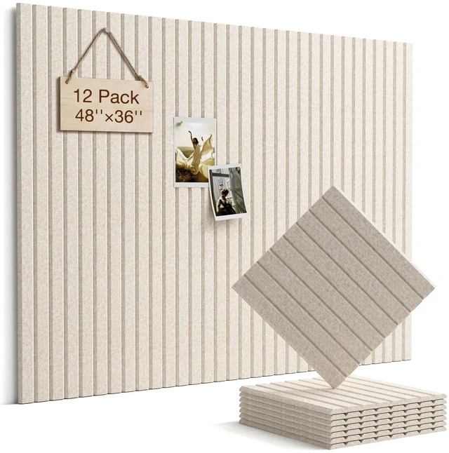 Main image of Felt Bulletin Board 48"×36" Cork Board with 60 Adhesive Tab Oatmeal | 12 Pack Cork Boards for Office, Pin Boards For Walls, Use in Bedroom Home Classroom Decor