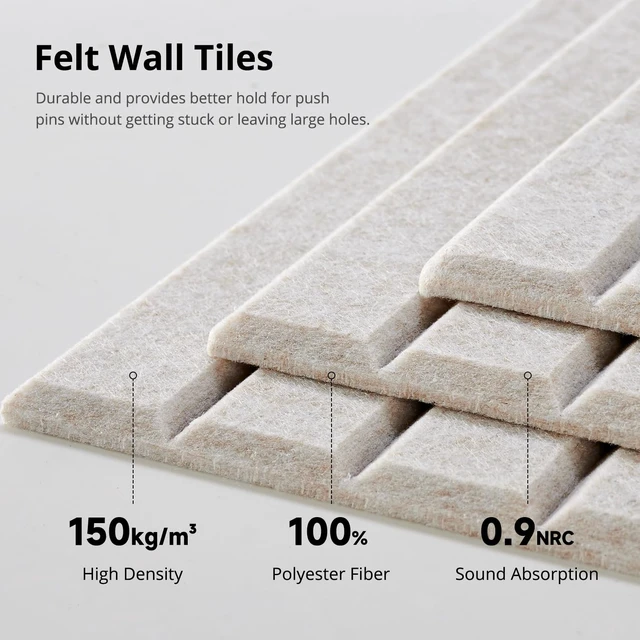 Alt view image 4 of 7 - Felt Bulletin Board 48"×36" Cork Board with 60 Adhesive Tab Oatmeal | 12 Pack Cork Boards for Office, Pin Boards For Walls, Use in Bedroom Home Classroom Decor