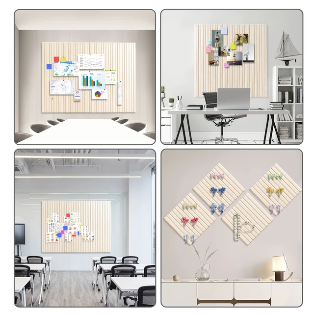 Alt view image 3 of 4 - 48" x 36" Large Felt Bulletin Board 1/2" Thick, Oatmeal | 12 Pack Felt Tiles, Cork Board Alternative, 60 Adhesive Tabs, Pin Board for Home Office Decor with Easy Install