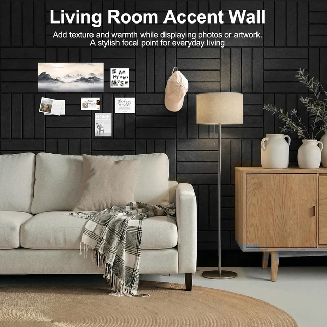Alt view image 3 of 7 - Felt Bulletin Board Wall Tiles - 12-Pack Corkboard Alternative, 48"x36" Coverage with Self-Adhesive Panels for Office & Home, Black