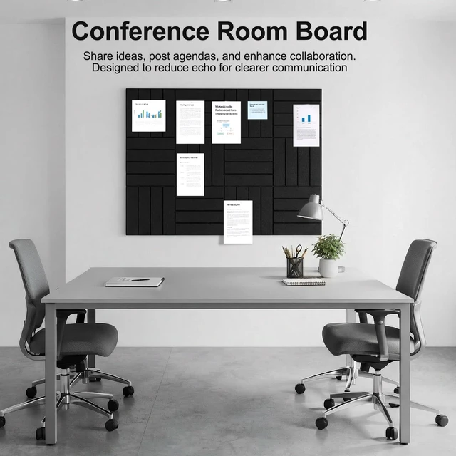 Alt view image 4 of 7 - Felt Bulletin Board Wall Tiles - 12-Pack Corkboard Alternative, 48"x36" Coverage with Self-Adhesive Panels for Office & Home, Black