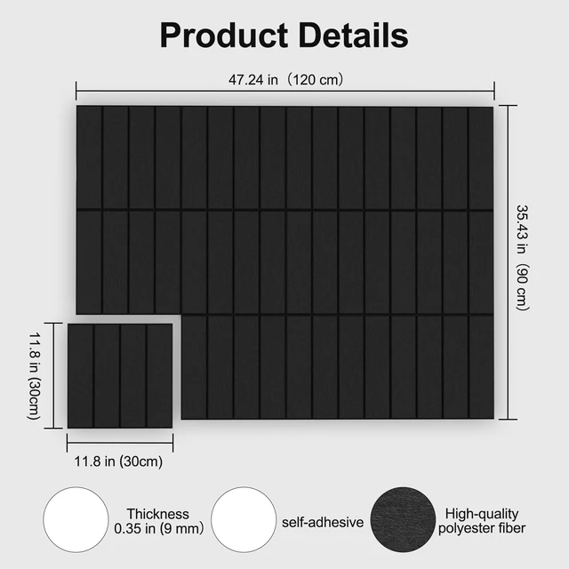 Alt view image 5 of 7 - Felt Bulletin Board Wall Tiles - 12-Pack Corkboard Alternative, 48"x36" Coverage with Self-Adhesive Panels for Office & Home, Black