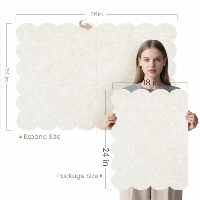 Alt view image 7 of 7 - Scalloped Bulletin Board 36x24 inches, Decorative Felt Pin Board for Wall | Foldable Pin Board for Wall Decor, Cute Cork Board Alternative, Display Vision Board for Home Office & Dorm