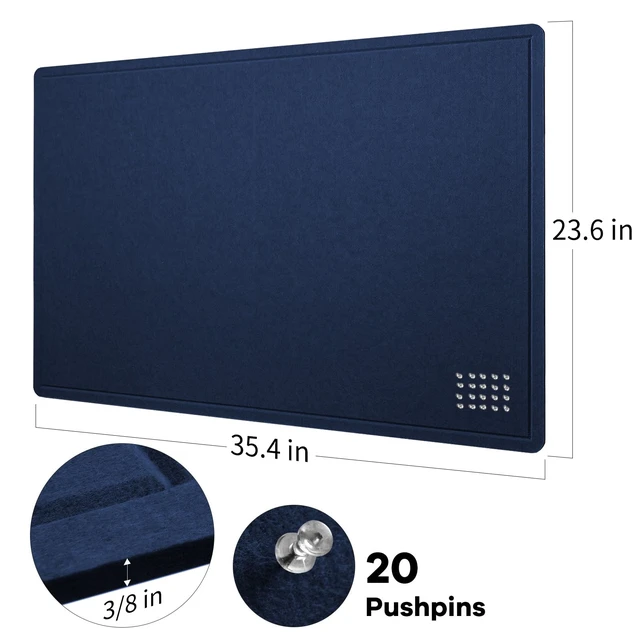 Alt view image 6 of 7 - Felt Bulletin Board 36x24 inches, Decorative Pin Board for Home & Office | Cork Board Alternative for Wall with Push Pins, Display Mood Board for Photos, Notes & Reminders