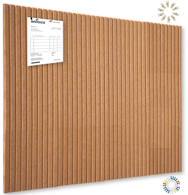 Main image of 47" x 35" Large Felt Bulletin Board, Longan Yellow | 12 Pcs Self-Adhesive Cork Board Alternative, Pin Boards for Wall Decor, Home, Office, Classroom,Dorm