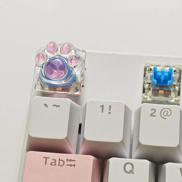 Alt view image 4 of 7 - Cat Claw Keycap Cute Drip Glue Backlight Keycaps DIY ESC Arrow Key Keycap Replacement for Cherry MX Gaming Mechanical Keyboard (Pink Transparent)