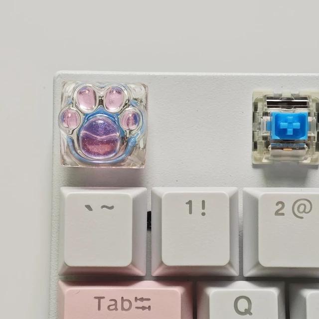 Alt view image 3 of 7 - Cat Claw Keycap Cute Drip Glue Backlight Keycaps DIY ESC Arrow Key Keycap Replacement for Cherry MX Gaming Mechanical Keyboard (Pink Transparent)