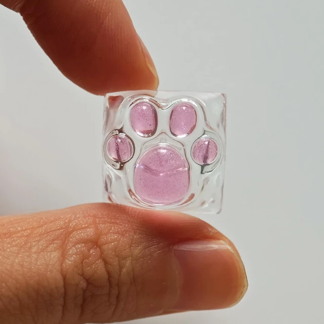 Alt view image 5 of 7 - Cat Claw Keycap Cute Drip Glue Backlight Keycaps DIY ESC Arrow Key Keycap Replacement for Cherry MX Gaming Mechanical Keyboard (Pink Transparent)
