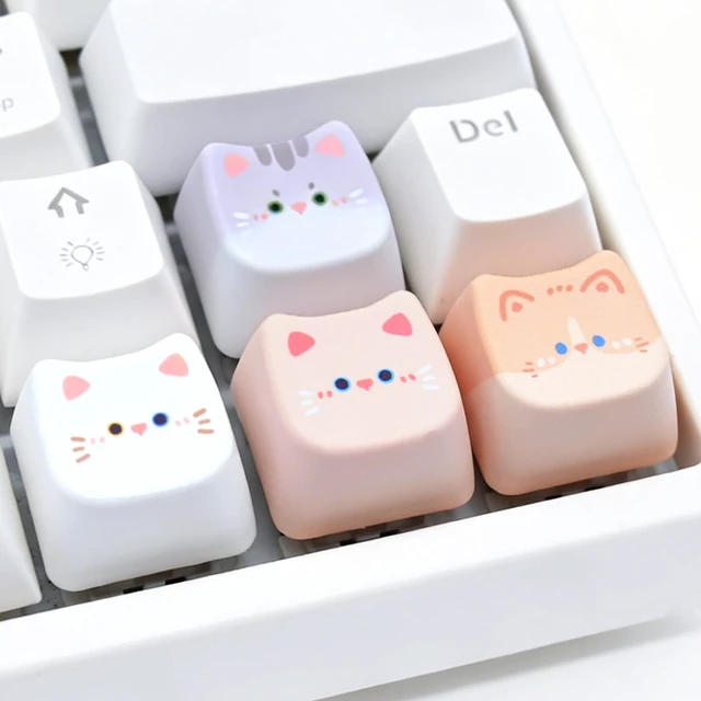 Main image of Artisan Keycap, 4 Keys Cute Cap for MX Keyboard (Pink Cat Set) | Custom Animal Key Caps, Resin Handmade 1U Replacement Cover for Esc Arrow Keys