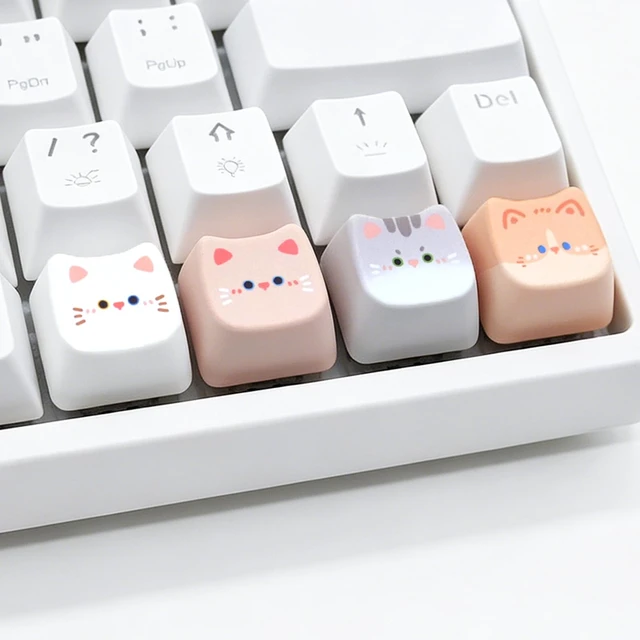 Alt view image 2 of 6 - Artisan Keycap, 4 Keys Cute Cap for MX Keyboard (Pink Cat Set) | Custom Animal Key Caps, Resin Handmade 1U Replacement Cover for Esc Arrow Keys