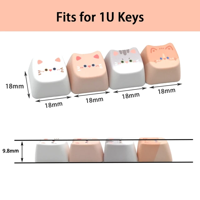 Alt view image 3 of 6 - Artisan Keycap, 4 Keys Cute Cap for MX Keyboard (Pink Cat Set) | Custom Animal Key Caps, Resin Handmade 1U Replacement Cover for Esc Arrow Keys