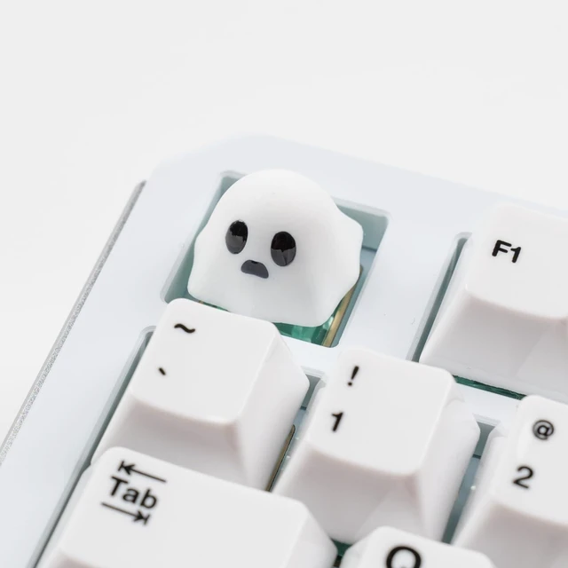 Main image of UltraEquip Artisan Keycaps - Cute Ghost Resin Keycaps Custom Escape Handmade Keycap for Mechanical Keyboard Key Cap (Poor Ghost_01, Opaque)