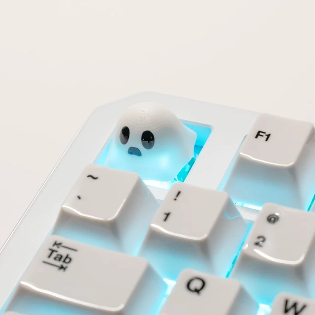 Alt view image 2 of 7 - UltraEquip Artisan Keycaps - Cute Ghost Resin Keycaps Custom Escape Handmade Keycap for Mechanical Keyboard Key Cap (Poor Ghost_01, Opaque)