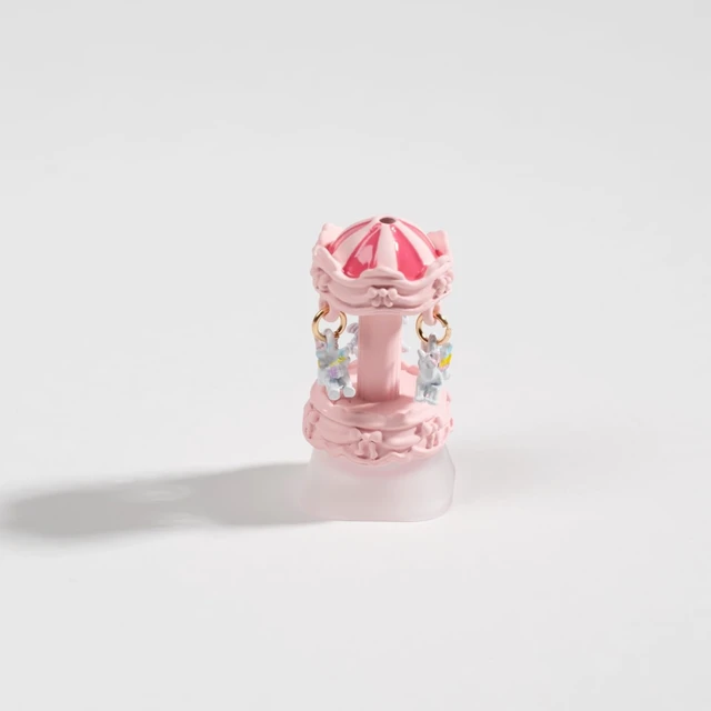 Alt view image 6 of 7 - Artisan Carousel Keycap for Mechanical Keyboards, Pink Rotatable Design with RGB Bottom Glow, Hand-Painted Resin, 1U Size, MX Switch Compatible, Decompressing Gaming Keycap (XZMM-01)
