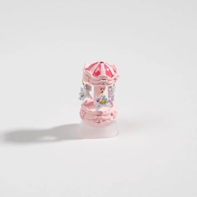 Alt view image 7 of 7 - Artisan Carousel Keycap for Mechanical Keyboards, Pink Rotatable Design with RGB Bottom Glow, Hand-Painted Resin, 1U Size, MX Switch Compatible, Decompressing Gaming Keycap (XZMM-01)