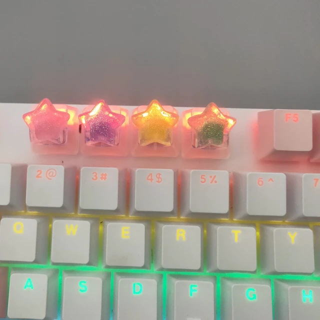 Alt view image 3 of 6 - 4 Keys Colorful Stars keycaps for Cherry Mx Switch Mechanical Keyboard Gaming Decoration Custom Backlit Key Caps Gift OEM