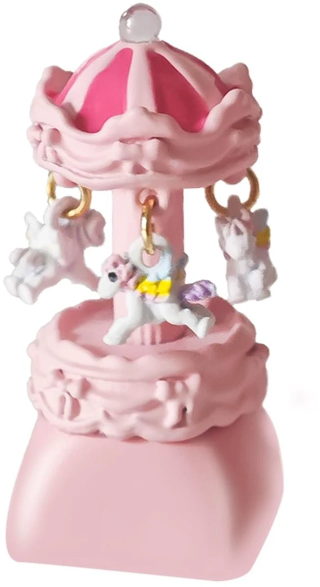 Main image of Cute Carousel Keycap, DIY Personality Handmade Keycap, Esc Replacement Bottom, Lovely Custom Keycaps for Cherry MX Switches Mechanical Keyboard (Pink Base)