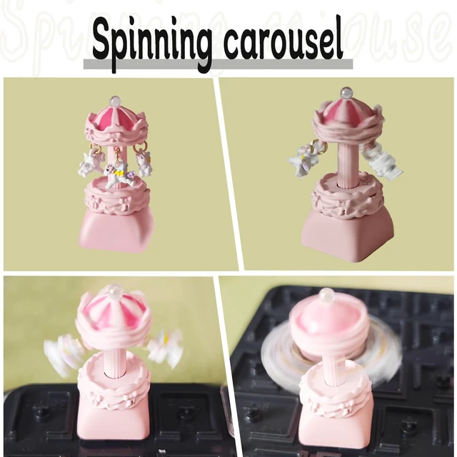 Alt view image 3 of 7 - Cute Carousel Keycap, DIY Personality Handmade Keycap, Esc Replacement Bottom, Lovely Custom Keycaps for Cherry MX Switches Mechanical Keyboard (Pink Base)