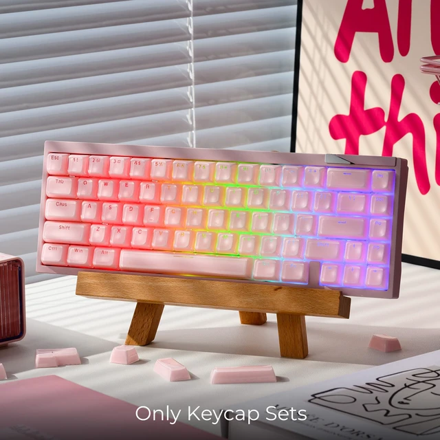 Alt view image 7 of 7 - XVX Pink Jelly Keycaps for Mechanical Keyboard, Cute Crystal Keycaps | Shine Through Keycap Set Compatible with 61/68/84/87/98/100 ANSI and ISO Layout MX Switches Mechanical Keyboard