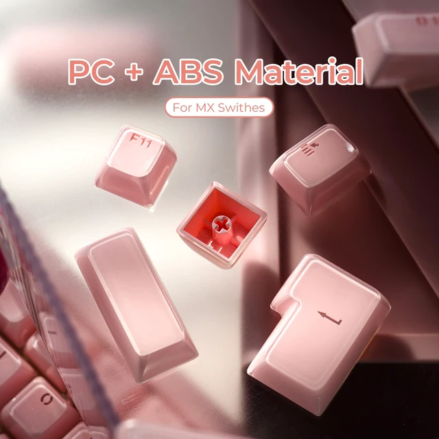 Alt view image 3 of 7 - XVX Pink Jelly Keycaps for Mechanical Keyboard, Cute Crystal Keycaps | Shine Through Keycap Set Compatible with 61/68/84/87/98/100 ANSI and ISO Layout MX Switches Mechanical Keyboard