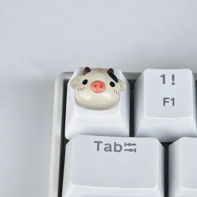 Alt view image 2 of 6 - Personalized Cute White Keycap Custom 3D Key Caps OEM R4 Profile for Mechanical Keyboard MX Switch Lovely Cartoon Keycap (Cartoon Cow)
