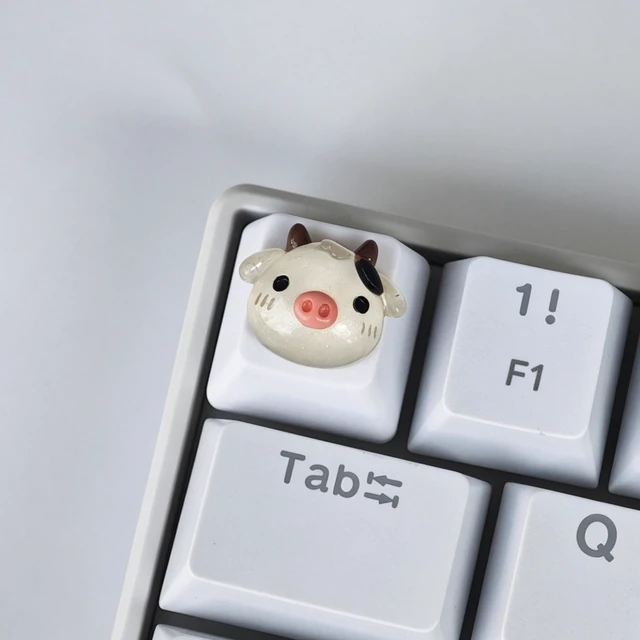 Alt view image 3 of 6 - Personalized Cute White Keycap Custom 3D Key Caps OEM R4 Profile for Mechanical Keyboard MX Switch Lovely Cartoon Keycap (Cartoon Cow)