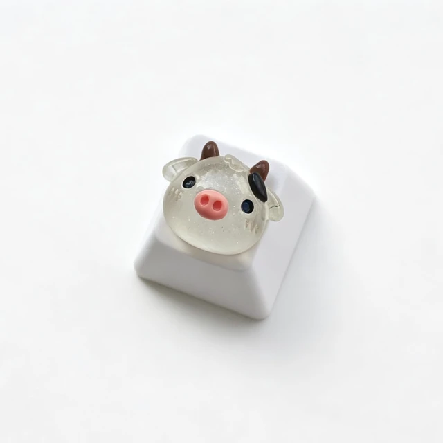 Alt view image 4 of 6 - Personalized Cute White Keycap Custom 3D Key Caps OEM R4 Profile for Mechanical Keyboard MX Switch Lovely Cartoon Keycap (Cartoon Cow)