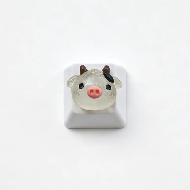 Alt view image 5 of 6 - Personalized Cute White Keycap Custom 3D Key Caps OEM R4 Profile for Mechanical Keyboard MX Switch Lovely Cartoon Keycap (Cartoon Cow)