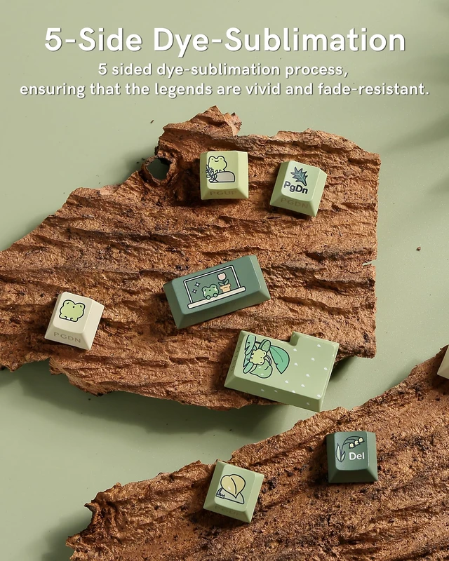 Alt view image 7 of 7 - Green Frog Cute Keycap Set,128 PBT Custom Keyboard Keycaps,dye Sublimation,Aperture Backlight Cherry Profile Key Cap for Mechanical Keyboard, Compatible with60 70 80 98 100(Only Keycap Set)