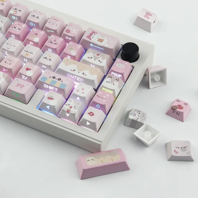 Alt view image 2 of 7 - PBT Keycaps - Side Printed Keycap,136 Keys Meow Meow Squad Cat Keycaps | Shine Through Custom Cherry Profile Keyboard Keycaps for Cherry MX Switches Mechanical Keyboards