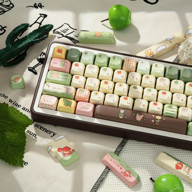Alt view image 4 of 7 - PBT Keycaps Bear Forest Green Cute 149 Keys Key Cap for Cherry MX | 60% 65% 75% TKL 100% Layouts, Custom Keycaps, 5-Side Dye Sublimation, FOA Profile, Gaming Setup, Office Use, Daily Typing