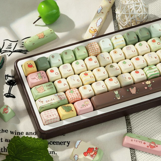 Alt view image 7 of 7 - PBT Keycaps Bear Forest Green Cute 149 Keys Key Cap for Cherry MX | 60% 65% 75% TKL 100% Layouts, Custom Keycaps, 5-Side Dye Sublimation, FOA Profile, Gaming Setup, Office Use, Daily Typing