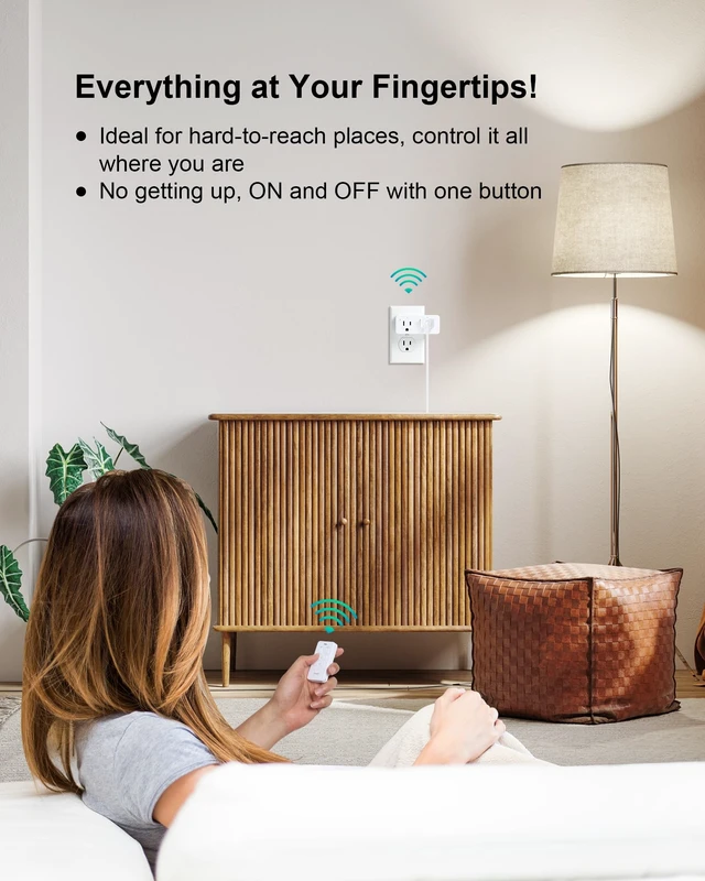 Alt view image 4 of 7 - 2-Outlet Remote Control with Independent Sockets, Magnetic Switch | 200FT Wireless Range, Mini Electrical Outlet Plug, 15A/1875W, Remote Switch for Lamps/Lights/Household Appliances, FCC Listed