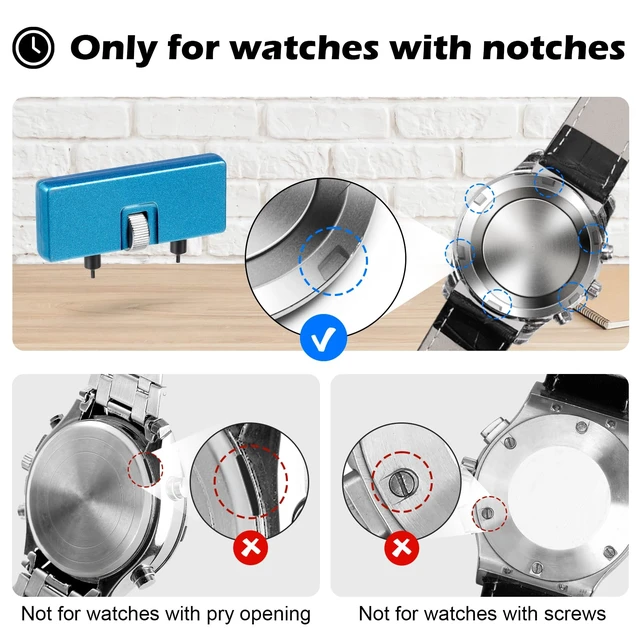 Alt view image 4 of 7 - Watch Battery Replacement Kit, Watch Back Remover for Rotate Open Watch Cover, Watch Opening Tool, Watch Strap Removal, Watch Case Opener with Anti-scratch film, Spring Bar, Instruction Manual