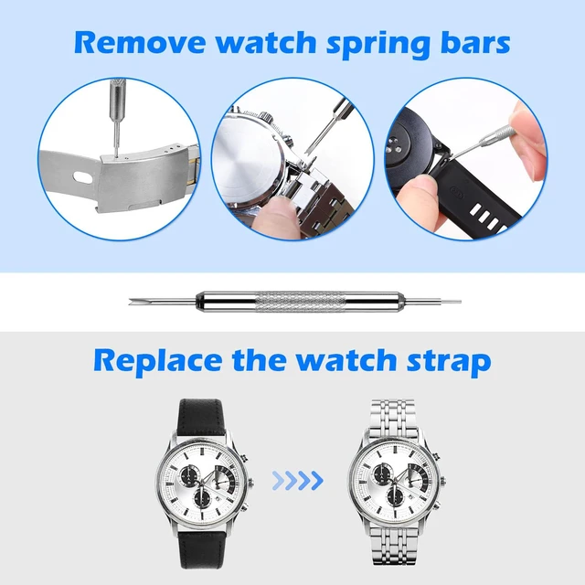 Alt view image 6 of 7 - Watch Battery Replacement Kit, Watch Back Remover for Rotate Open Watch Cover, Watch Opening Tool, Watch Strap Removal, Watch Case Opener with Anti-scratch film, Spring Bar, Instruction Manual