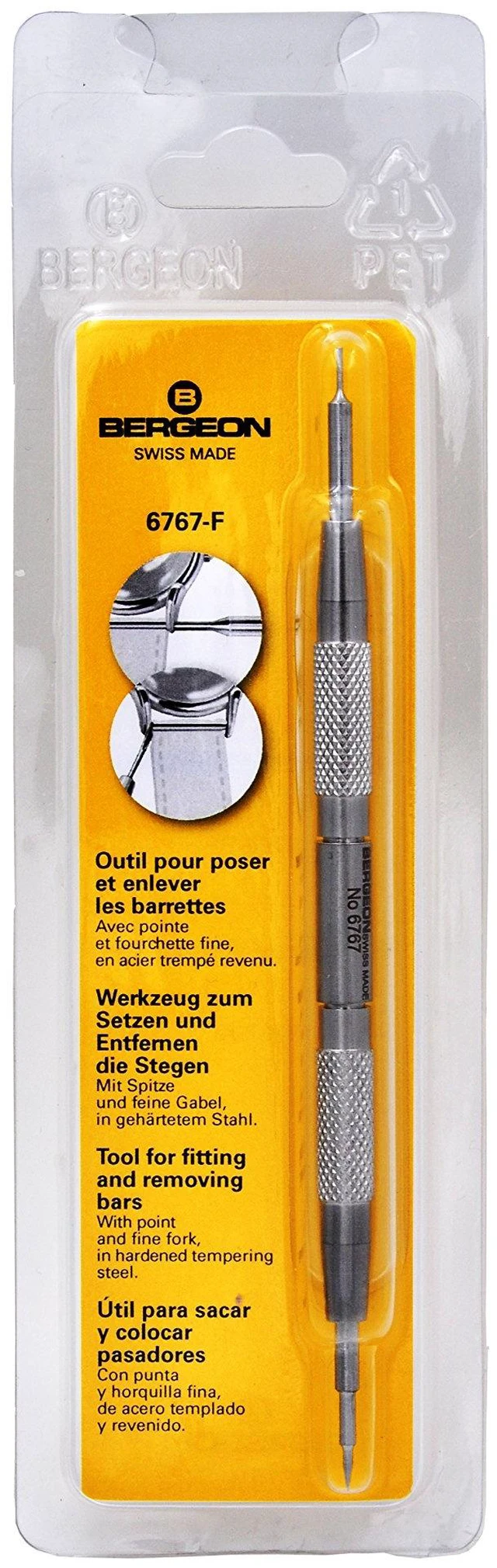 Main image of New Package 6767-F Watch Spring Bar Tool - Long Stainless Steel Handle with Replaceable Screw